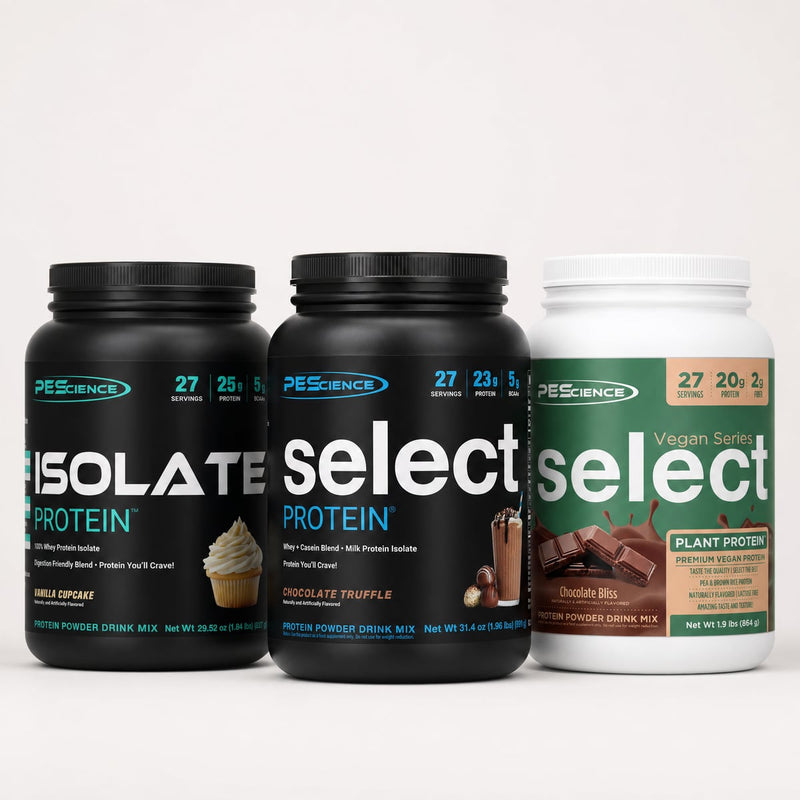 Proteínas PEScience: Isolate, Select y Select Vegan