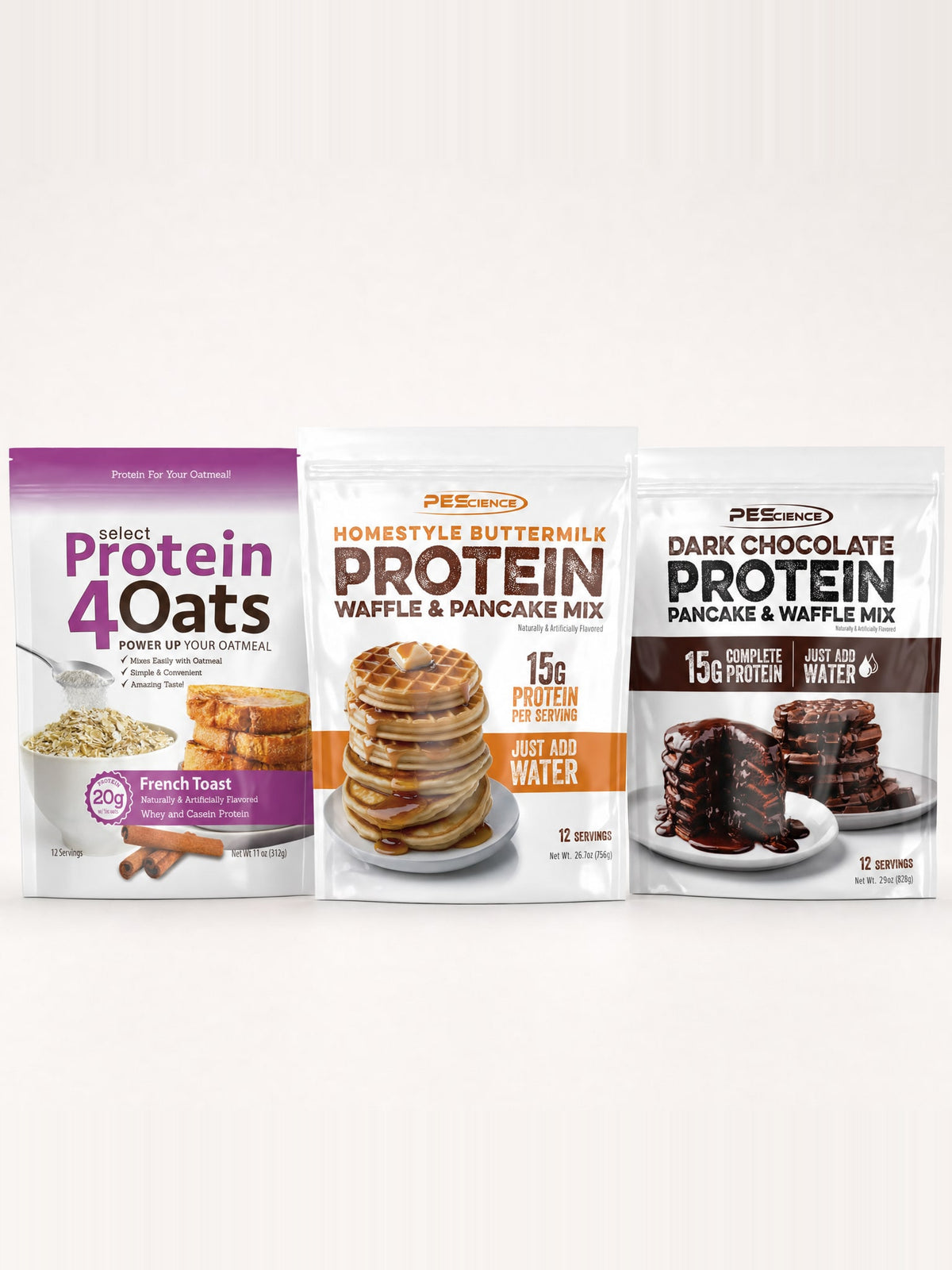 Cocina fit PEScience: Protein4oats French Toast y Pancake & Waffle Mix Buttermilk y Dark Chocolate