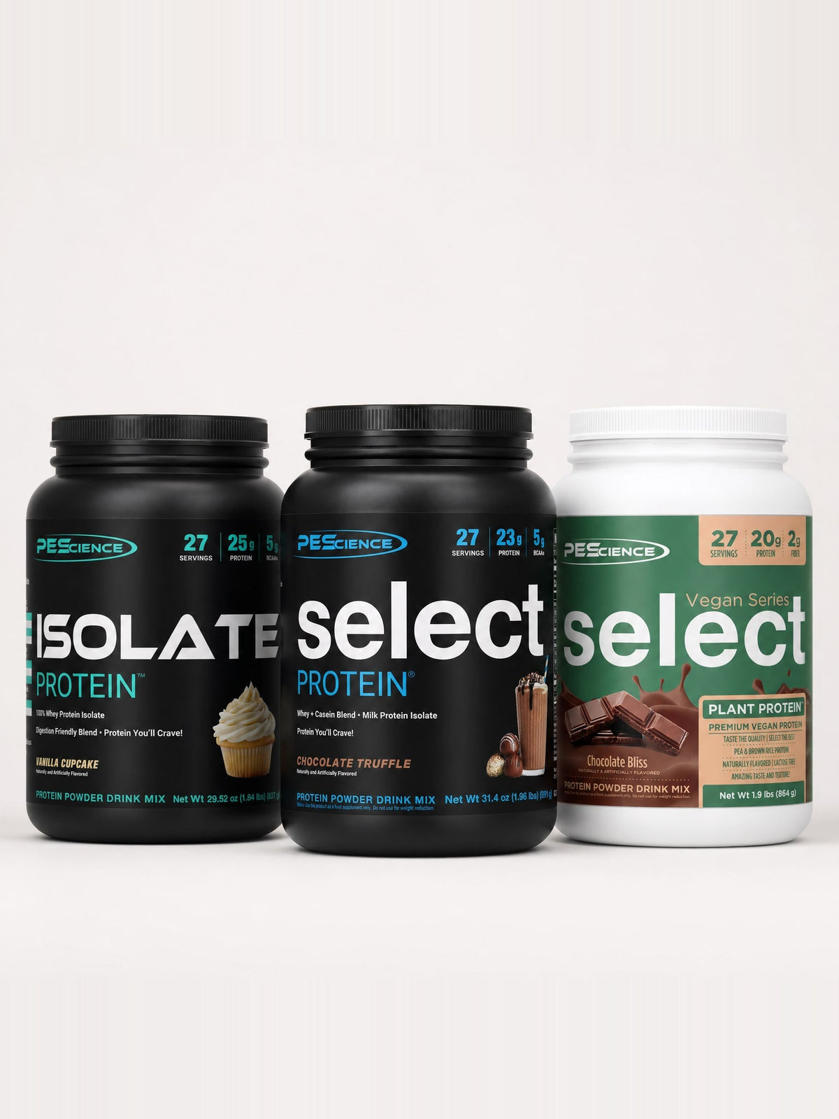 Proteínas PEScience: Isolate, Select y Select Vegan