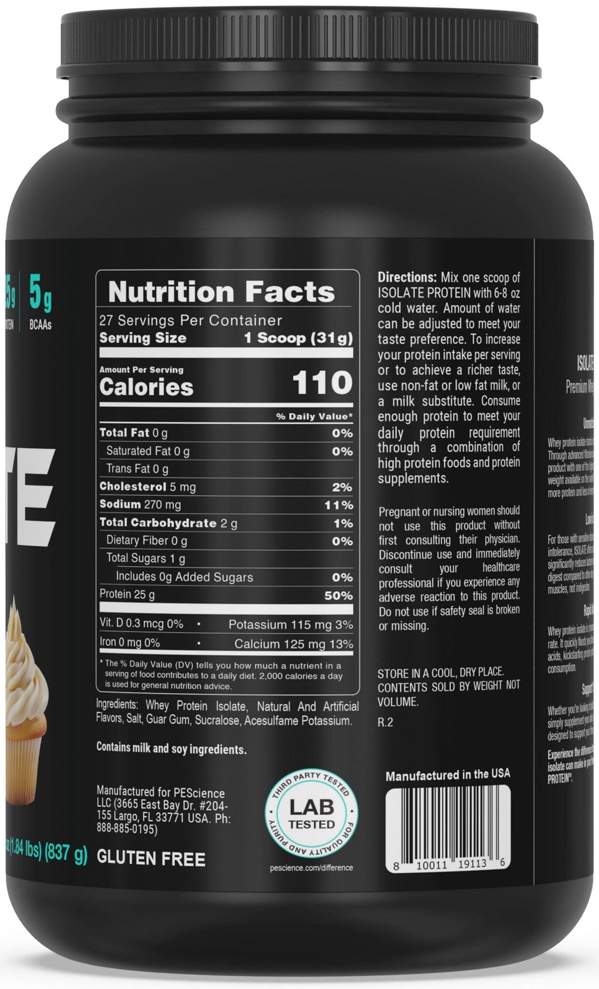 Información nutrimental de Isolate Protein