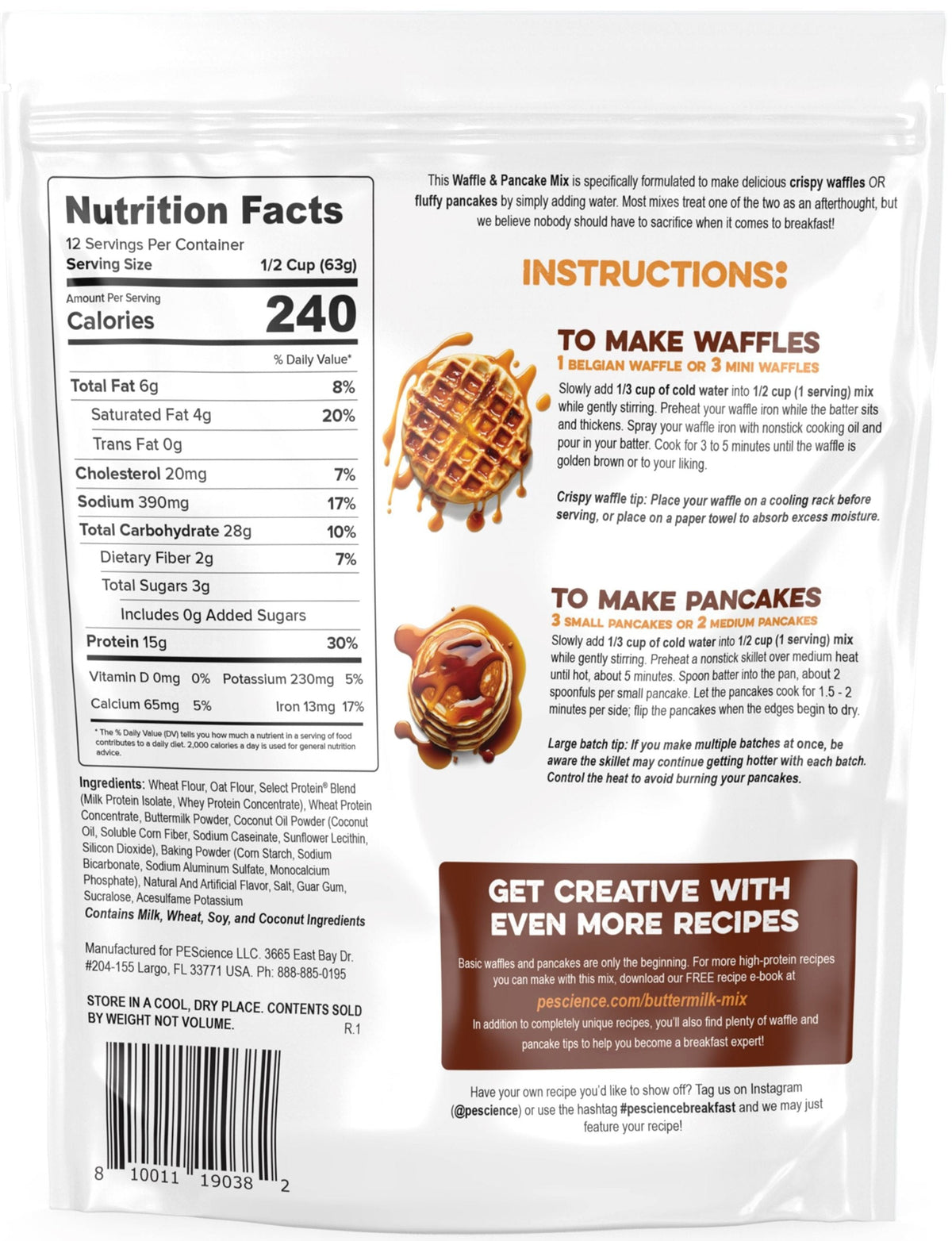Información nutrimental de Pancake Waffle Mix