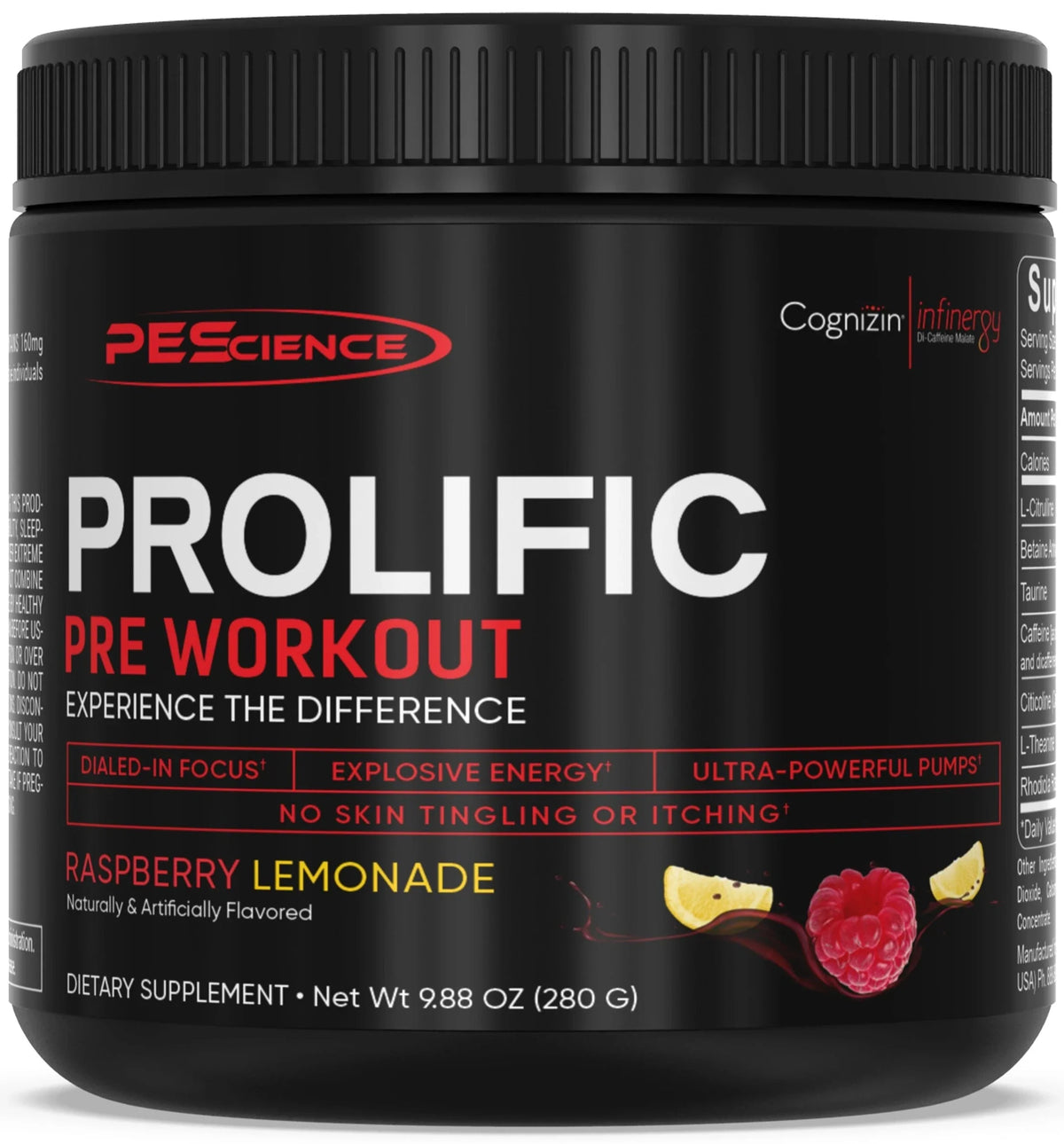 PEScience Prolific Pre Workout Raspberry Lemonade