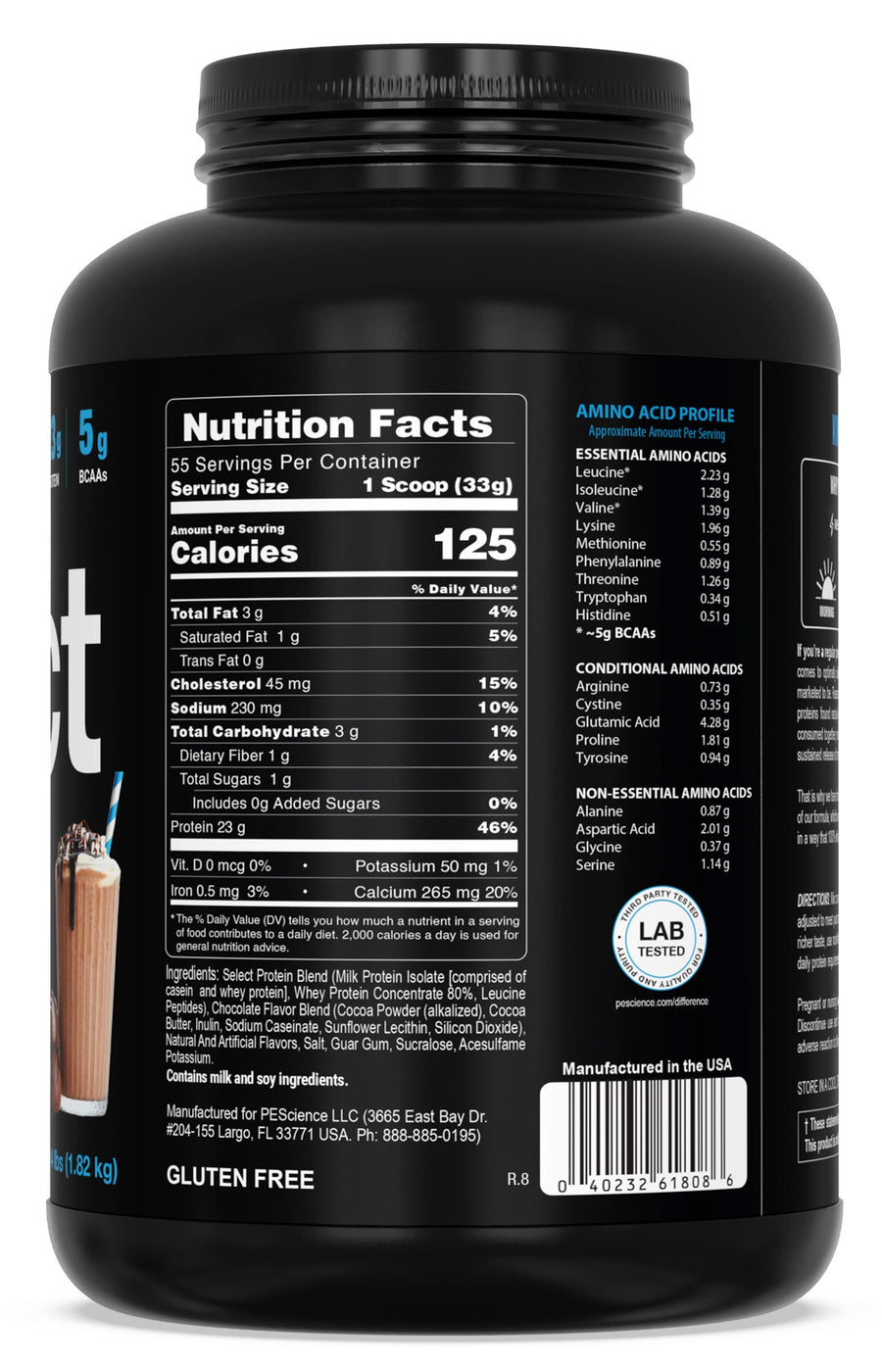 Información nutrimental de Select Protein 55 servicios